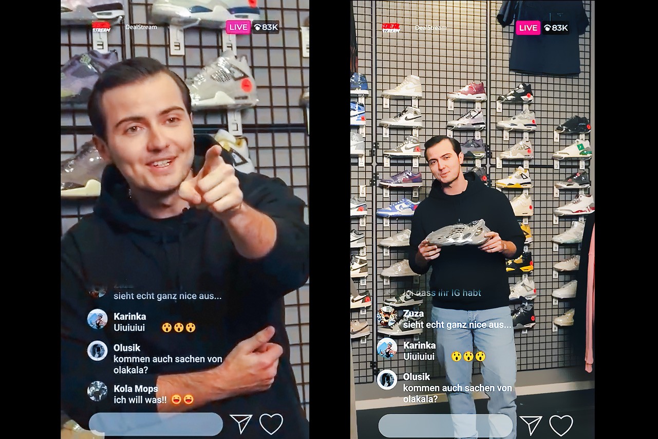 Noah moderiert einen Livestream einer Produktpräsentation